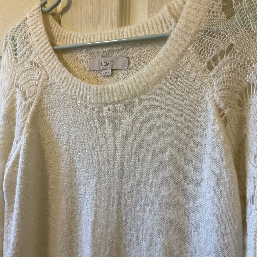 Loft White Crochet Detailed Sweater
